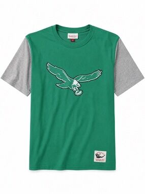 Mitchell & Ness Philadelphia Eagles Throwback Tee with Gray Sleeves